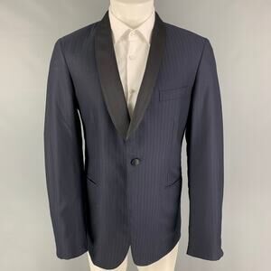BRIONI Size 40 Navy Stripe Wool Tuxedo Sport Coat